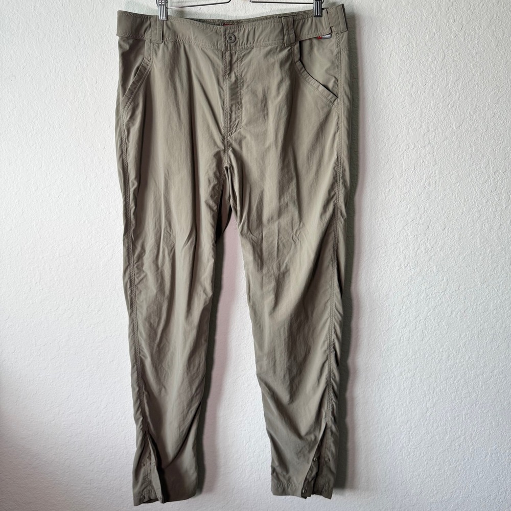 Simms Fishing Products Mens XL Khaki Technical Guide Pants Snap Cuffs Tan